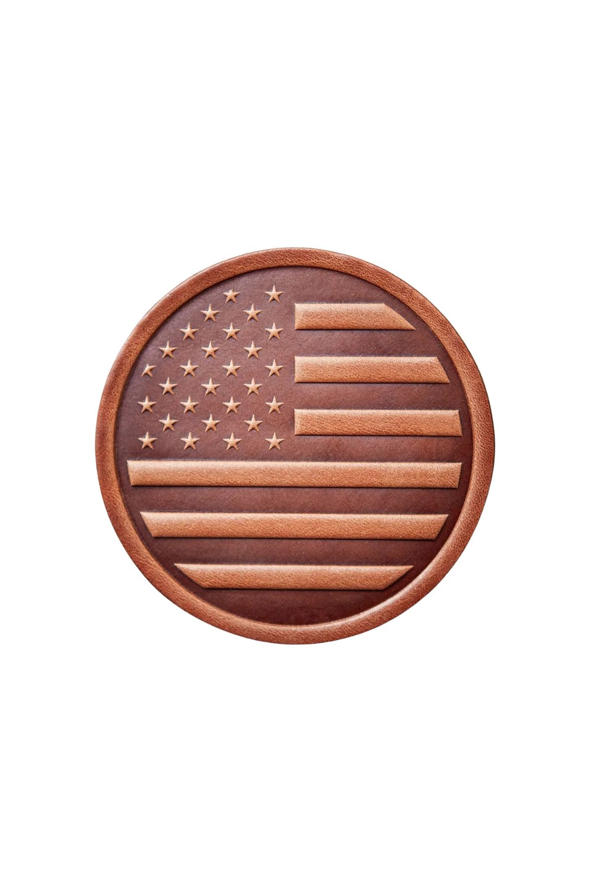 Flag Debossed Leather Coaster