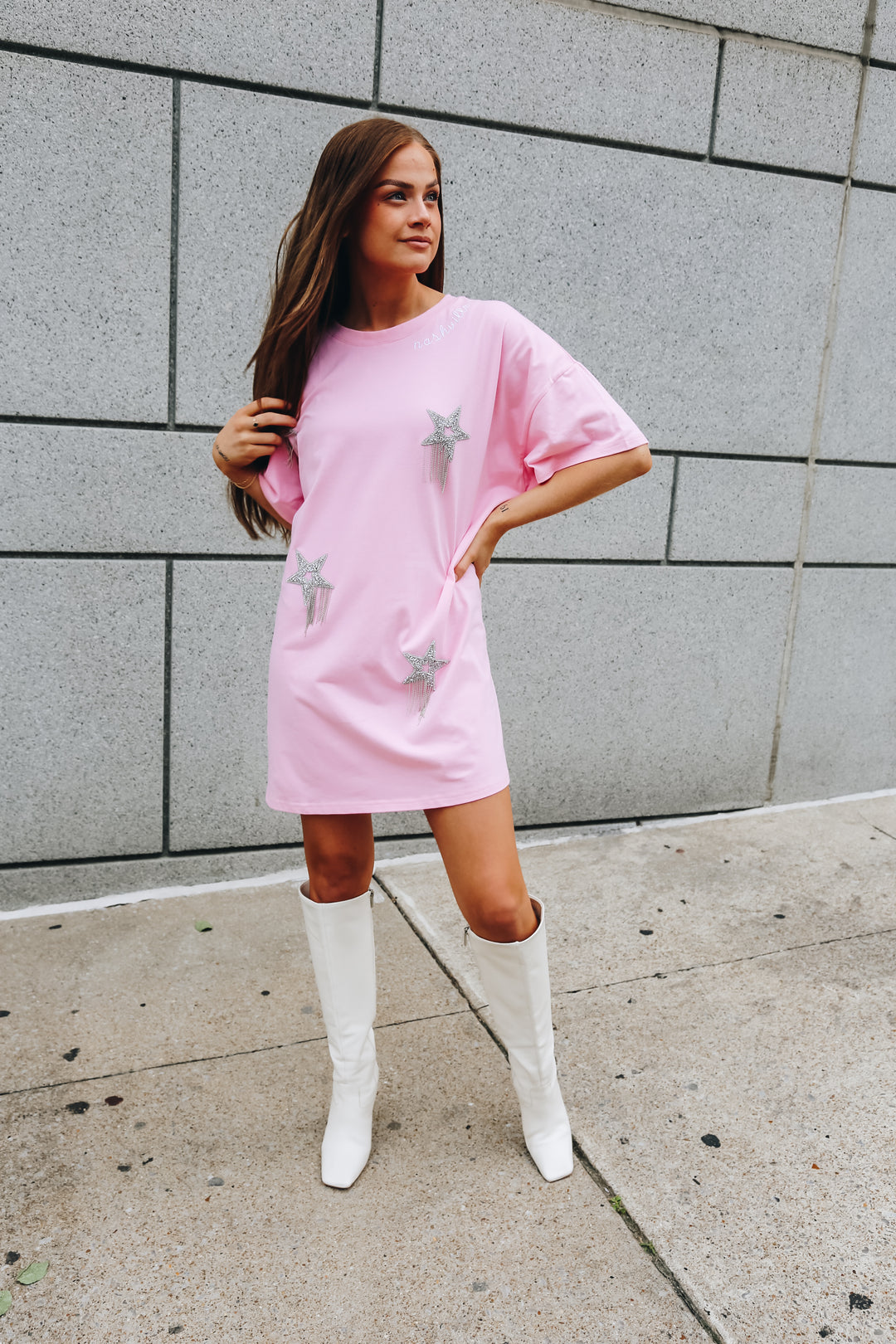 Star Struck Shirt Dress [Pink]