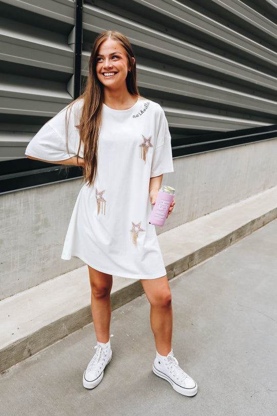 Star Struck Shirt Dress [White]