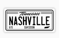 Nashville License Plate Sticker