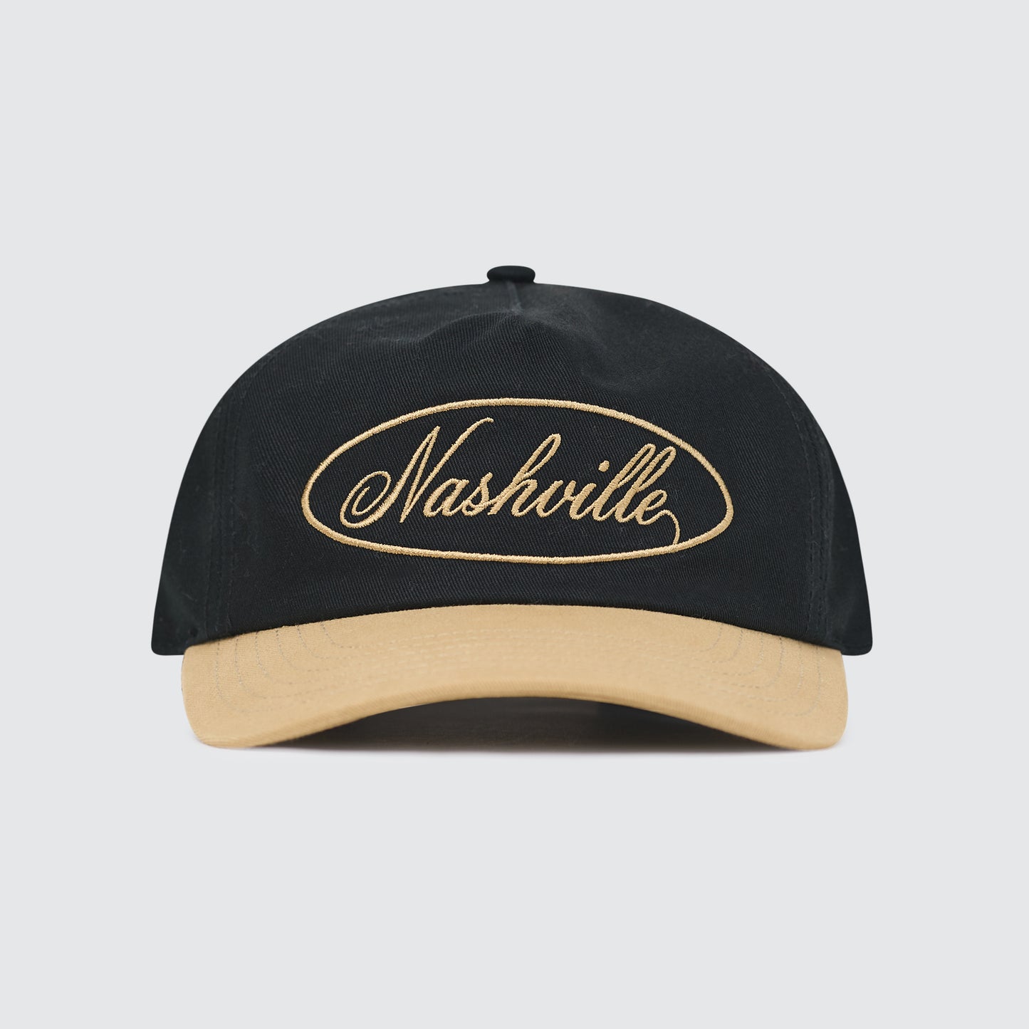Nashville Circle Unstructured 5 Panel Snapback [Black/Tan]