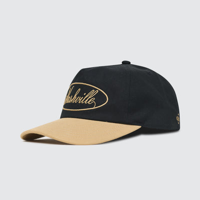 Nashville Circle Unstructured 5 Panel Snapback [Black/Tan]