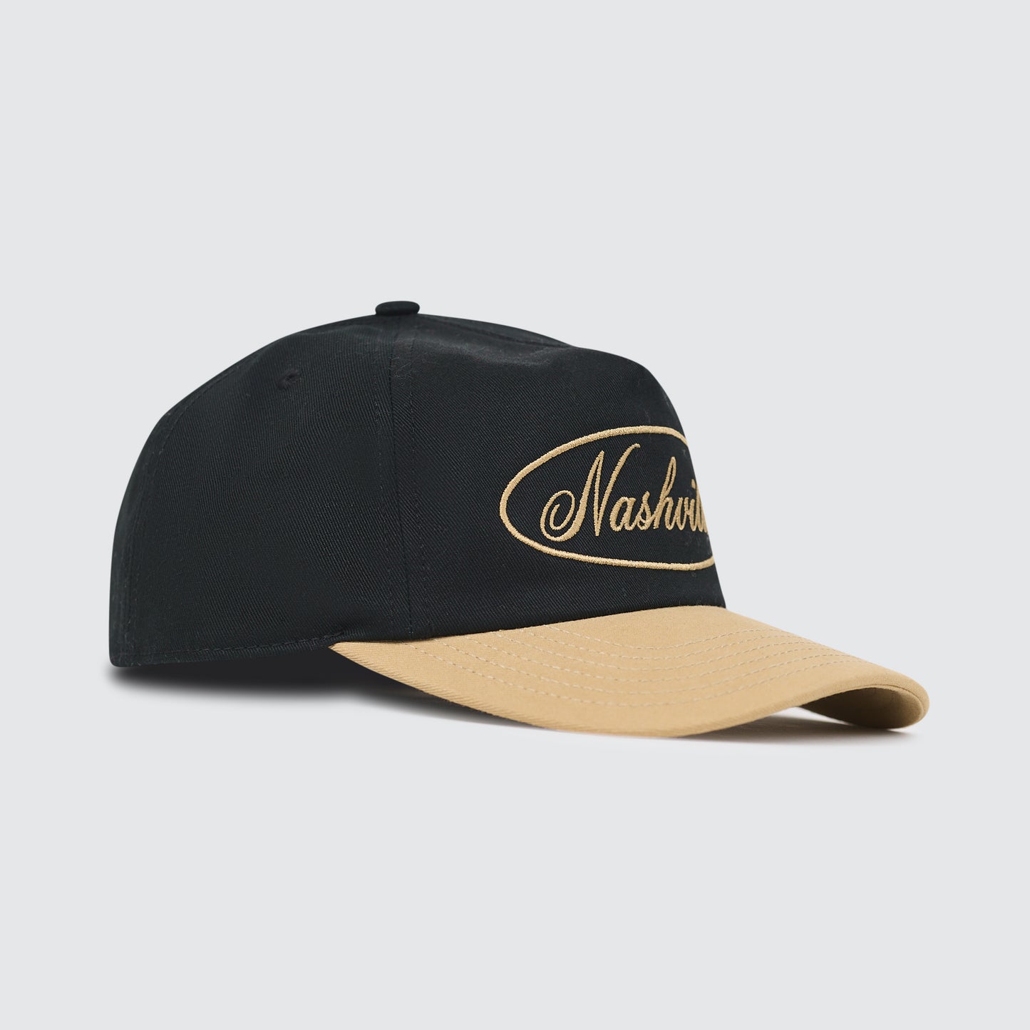 Nashville Circle Unstructured 5 Panel Snapback [Black/Tan]