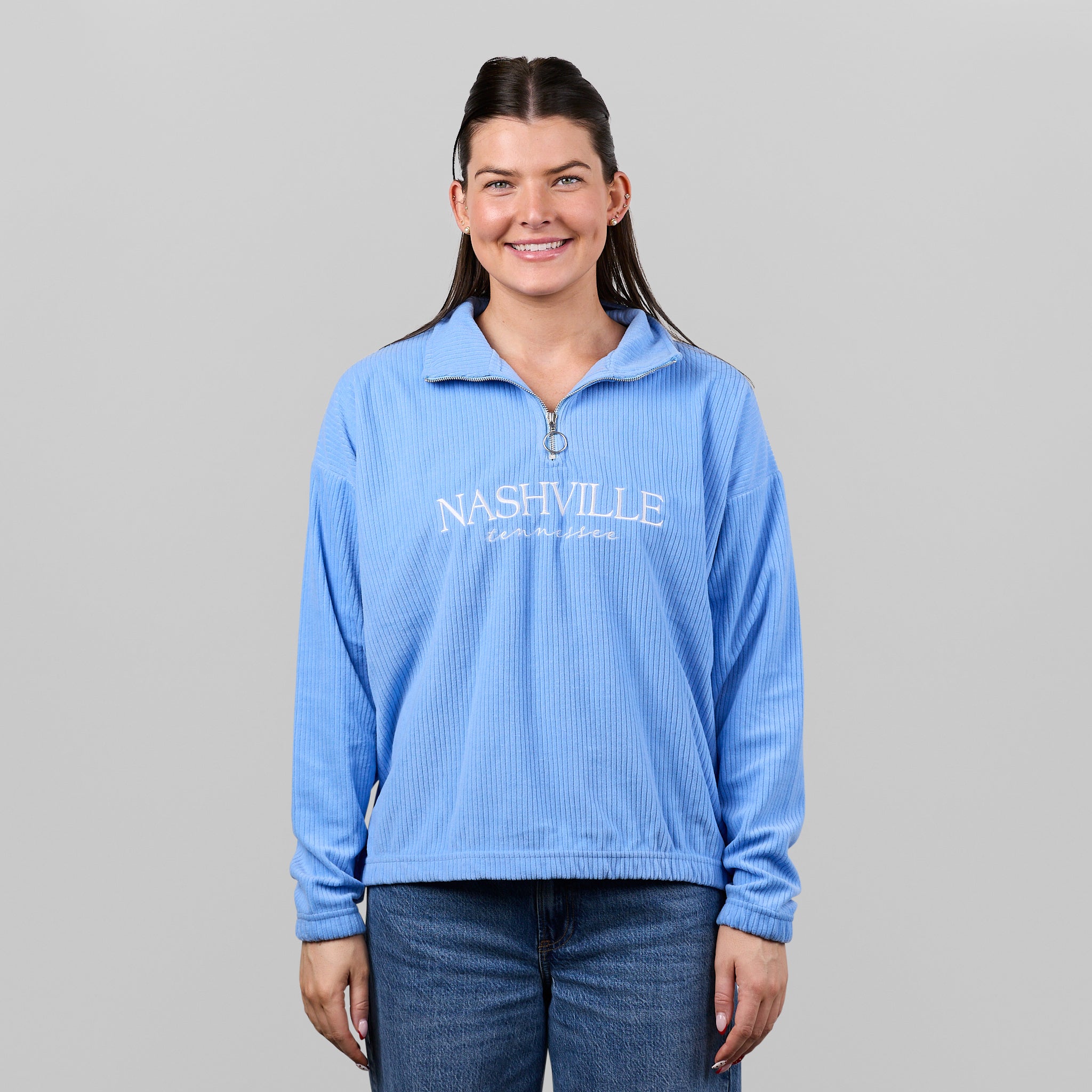 トップス NEIGHBORHOOD CORDUROYCHECKSHIRT BLUE Corduroy Crop Quarter Zip [Light Blue] – The Nash Collection