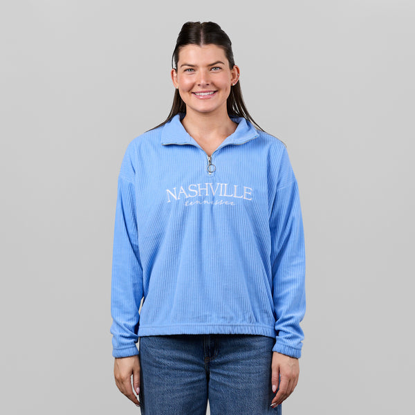 Corduroy Crop Quarter Zip [Light Blue] – The Nash Collection