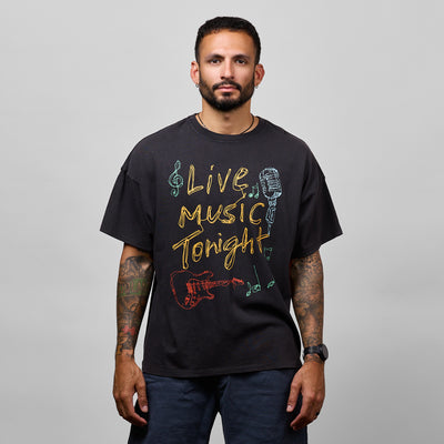 Live Music Oversized Tee [Black]