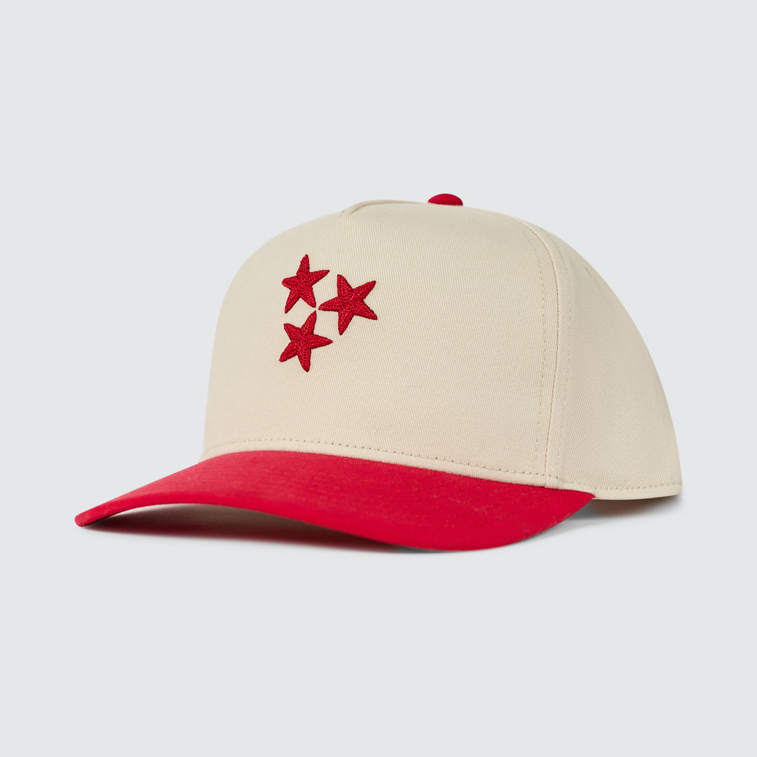 TriStar Chain Stitch Snapback [Red/Cream]