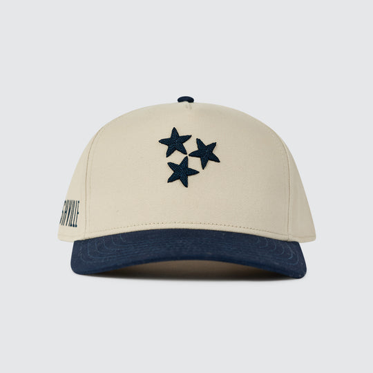 TriStar Chain Stitch Snapback [Navy/Cream]