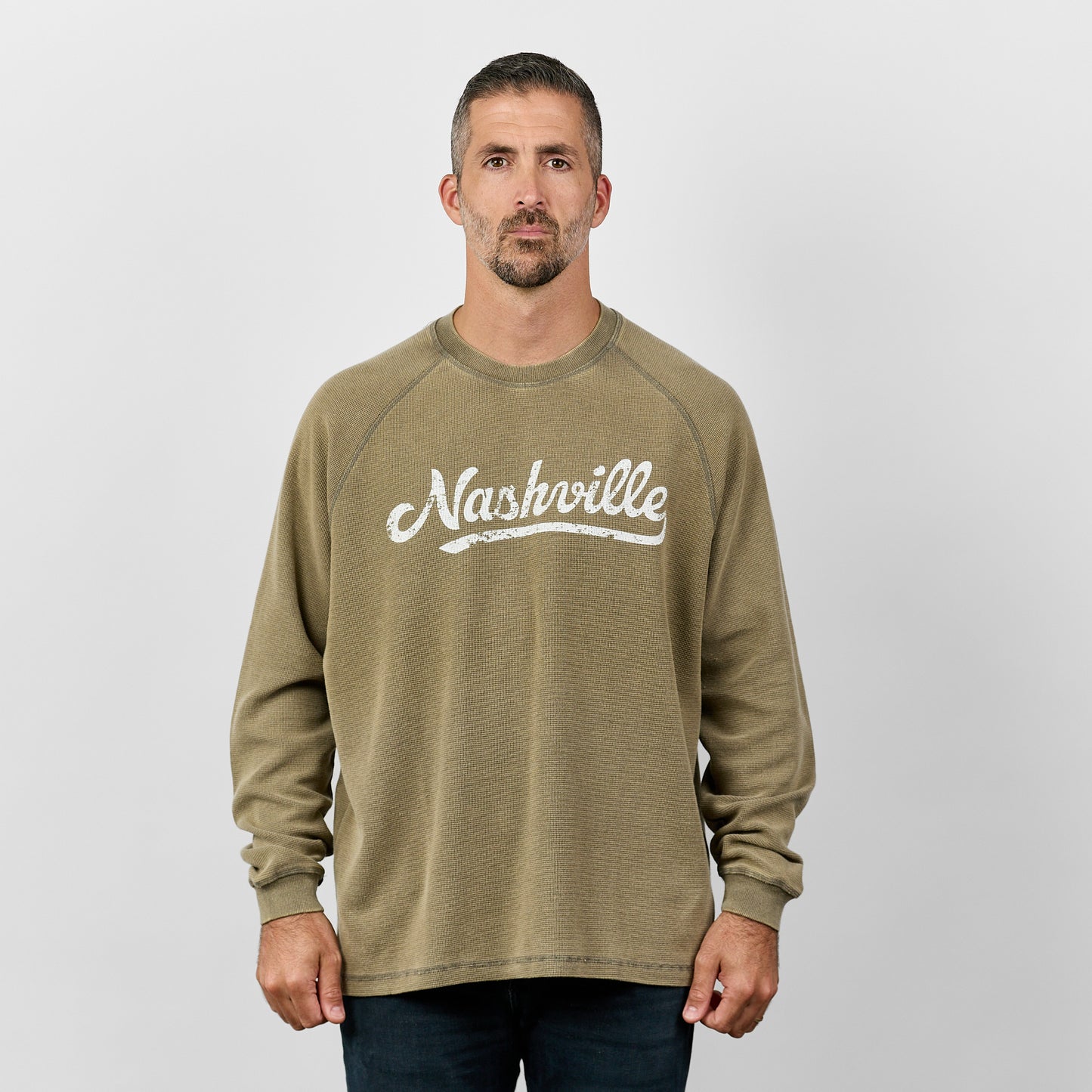 Nashville Waffle Raglan Long Sleeve [Green Gray]