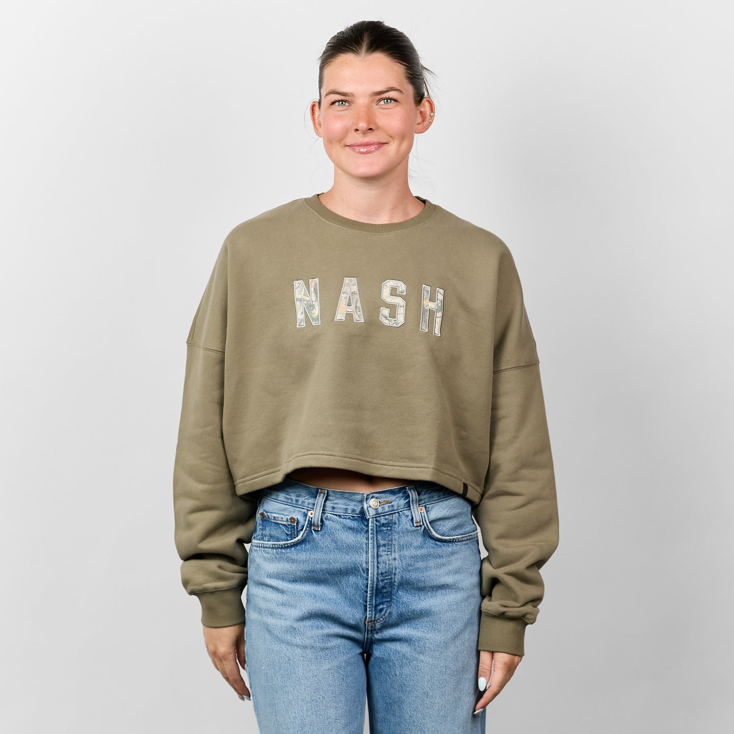 Remi Cropped Crewneck [Olive/Camo]