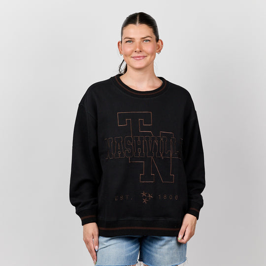 Nashville Varsity Crewneck [Black/Chocolate]