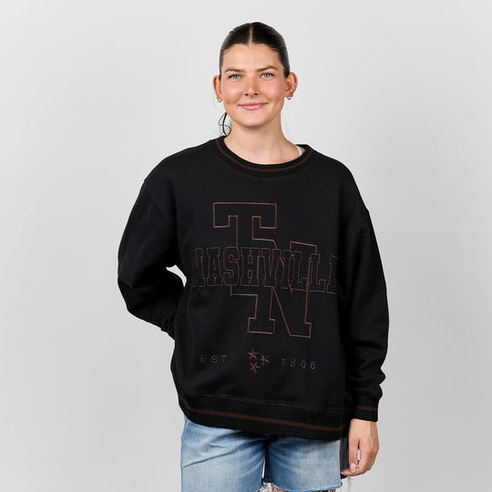 Nashville Varsity Crewneck [Black/Chocolate]