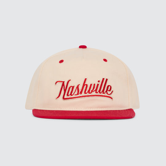 Nashville Script Flatbill [Off White/Red]
