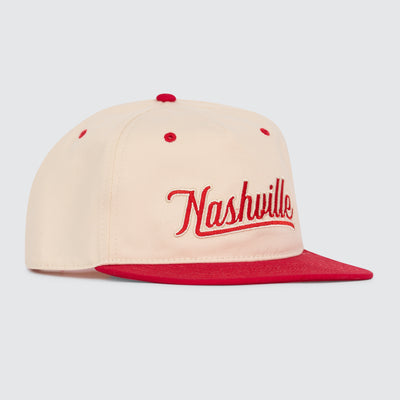 Nashville Script Flatbill [Off White/Red]