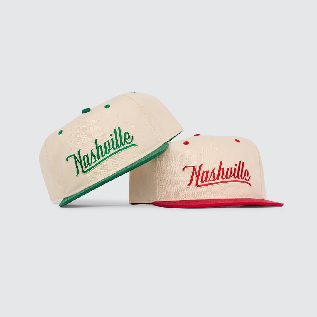 Nashville Script Flatbill [Off White/Red]