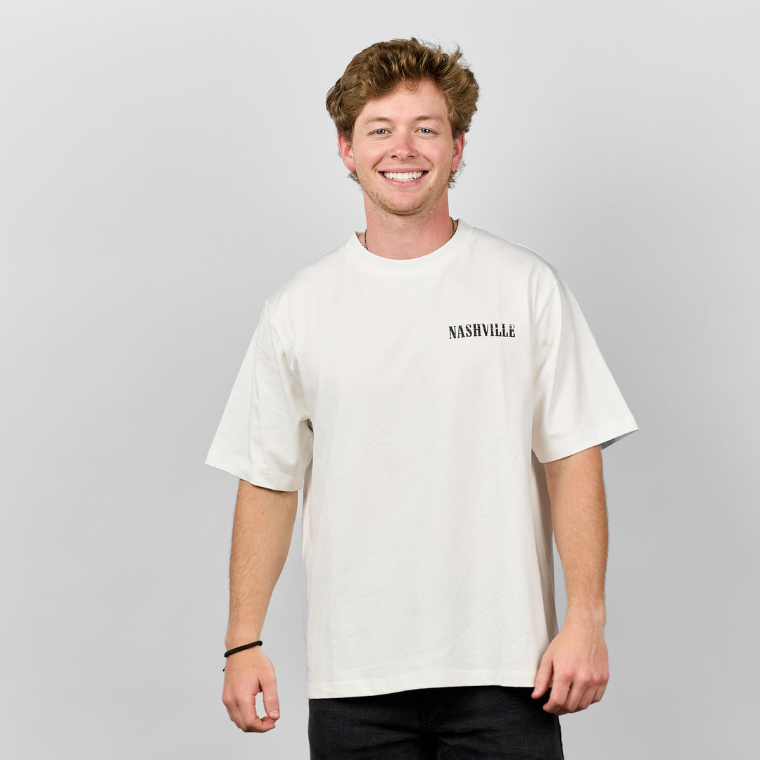 Nashville Buckin' Tee [White]