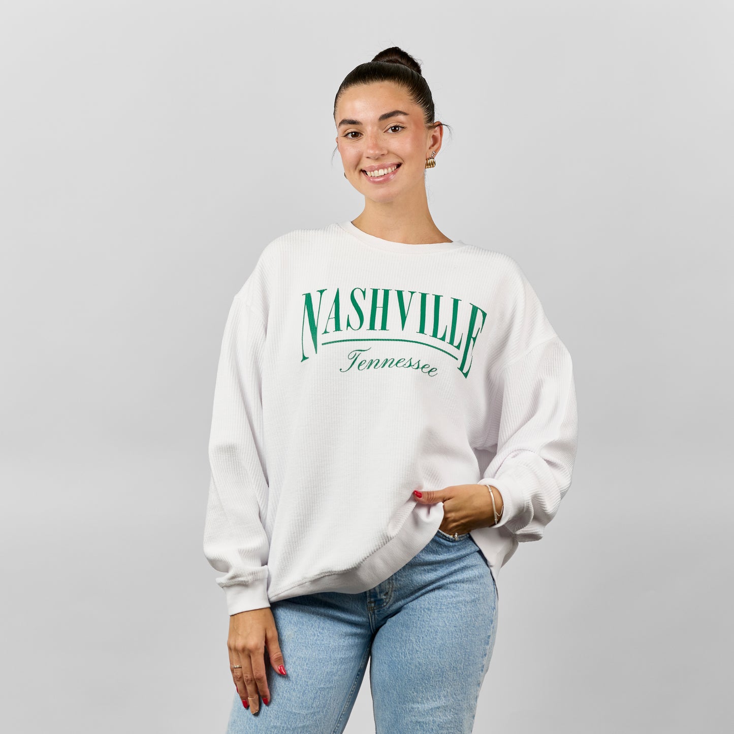 Camden Corded Crew [White/Green]