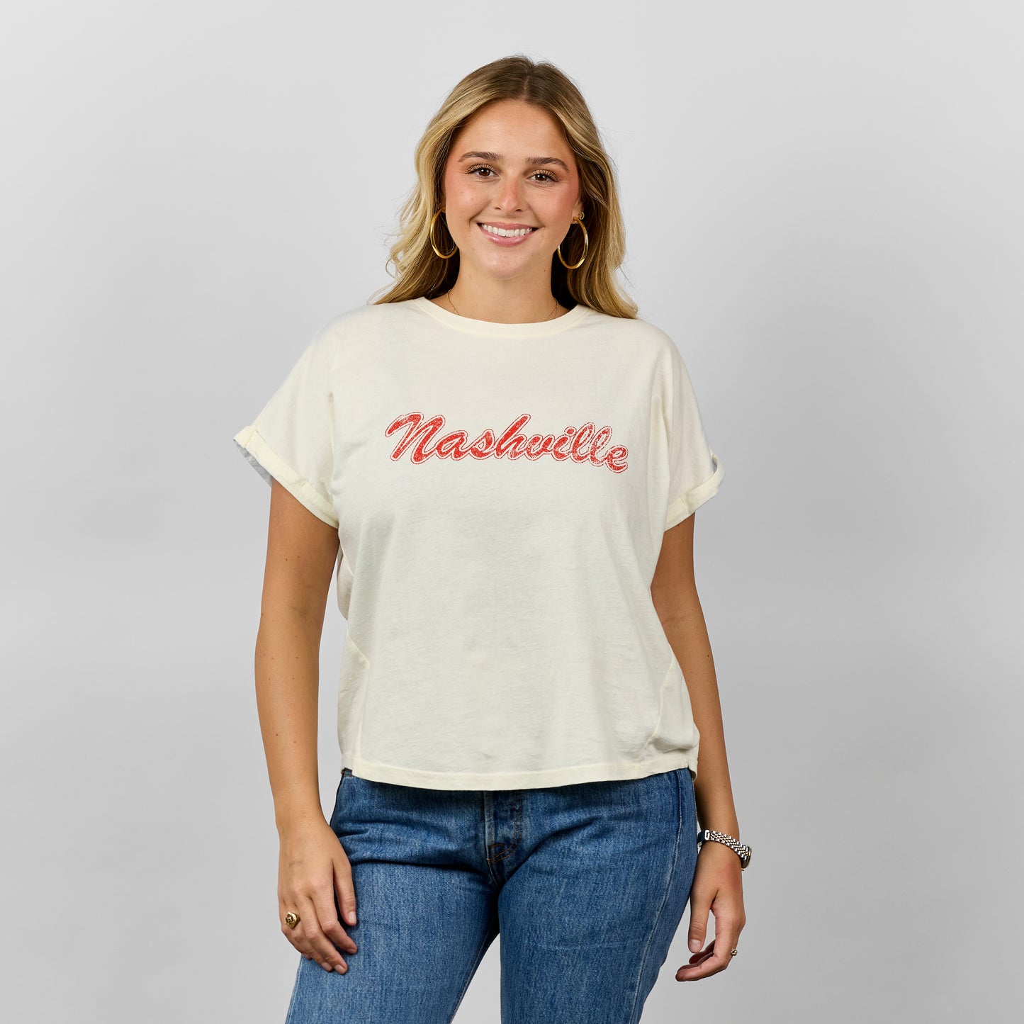 Kristin Cuff Sleeve Tee [Off White]