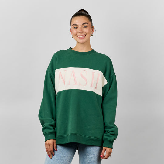 Nash Color Block Crewneck [Pine/Cream]