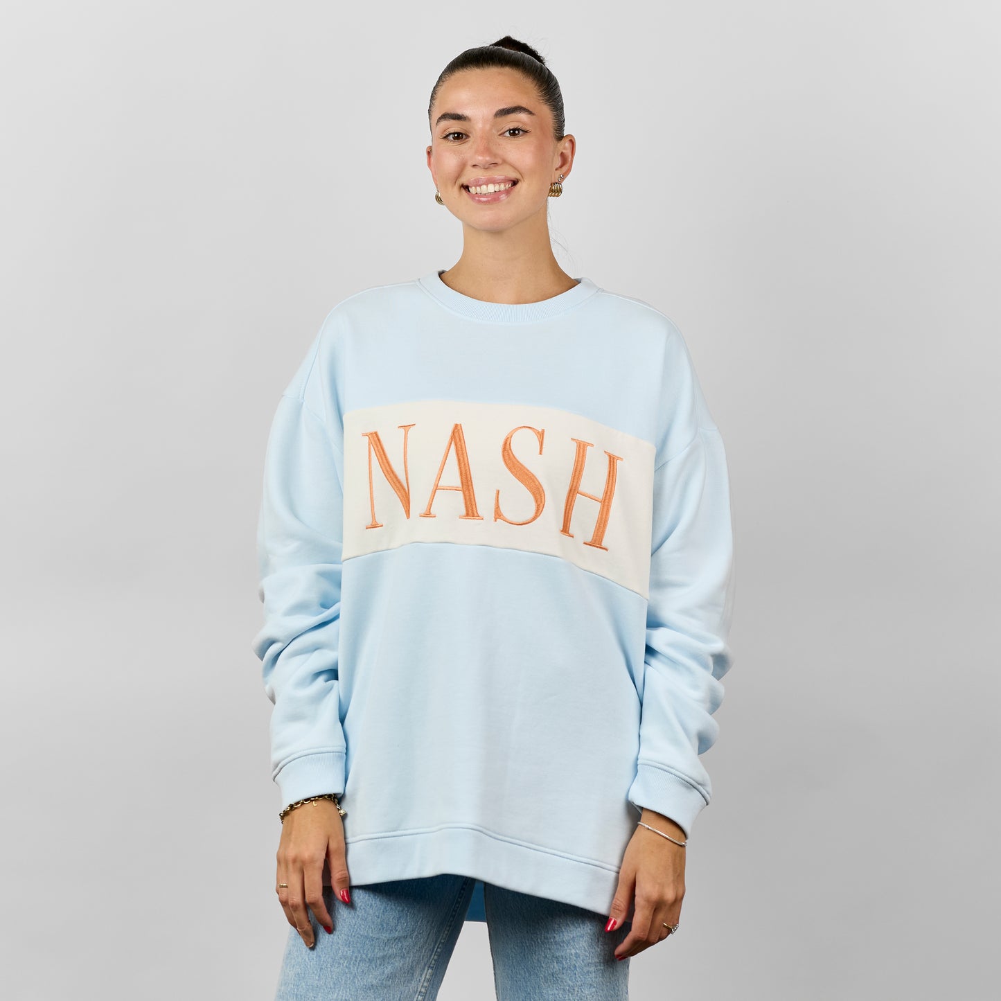 Nash Color Block Crewneck [Light Blue/Cream]