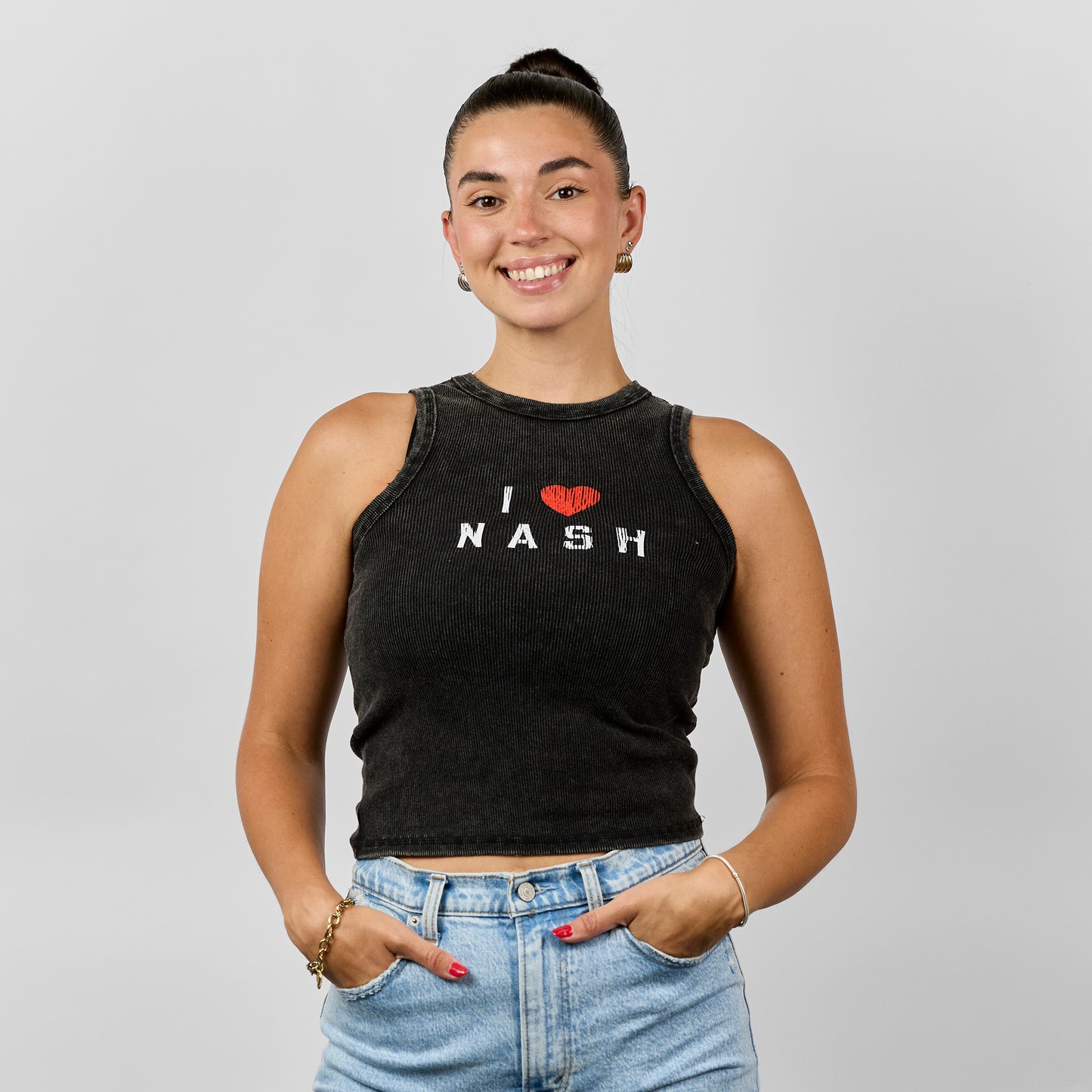 Macy Raw Hem Ribbed Tank [Black]