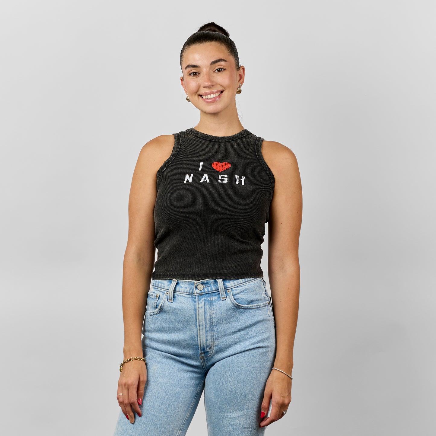 Macy Raw Hem Ribbed Tank [Black]