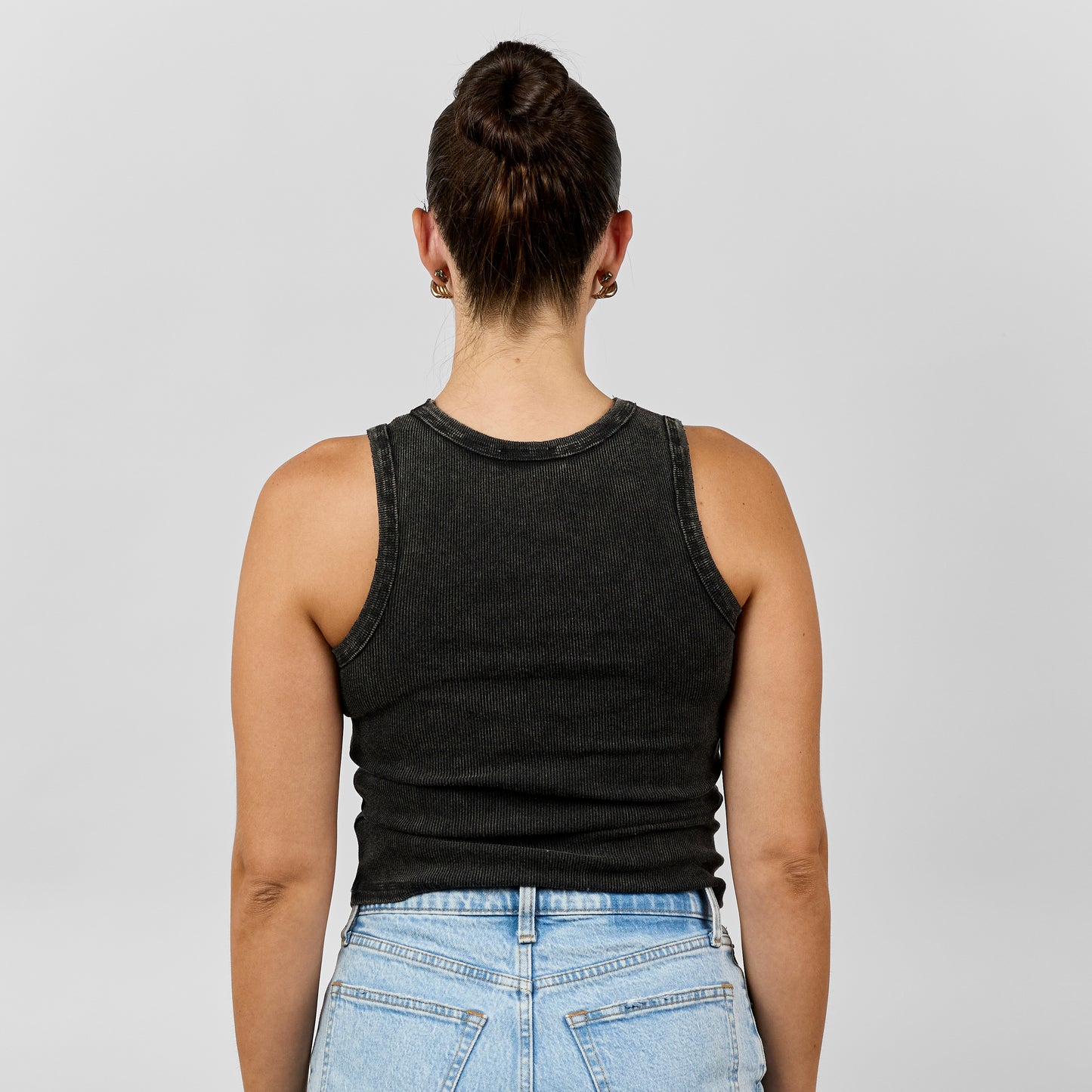 Macy Raw Hem Ribbed Tank [Black]