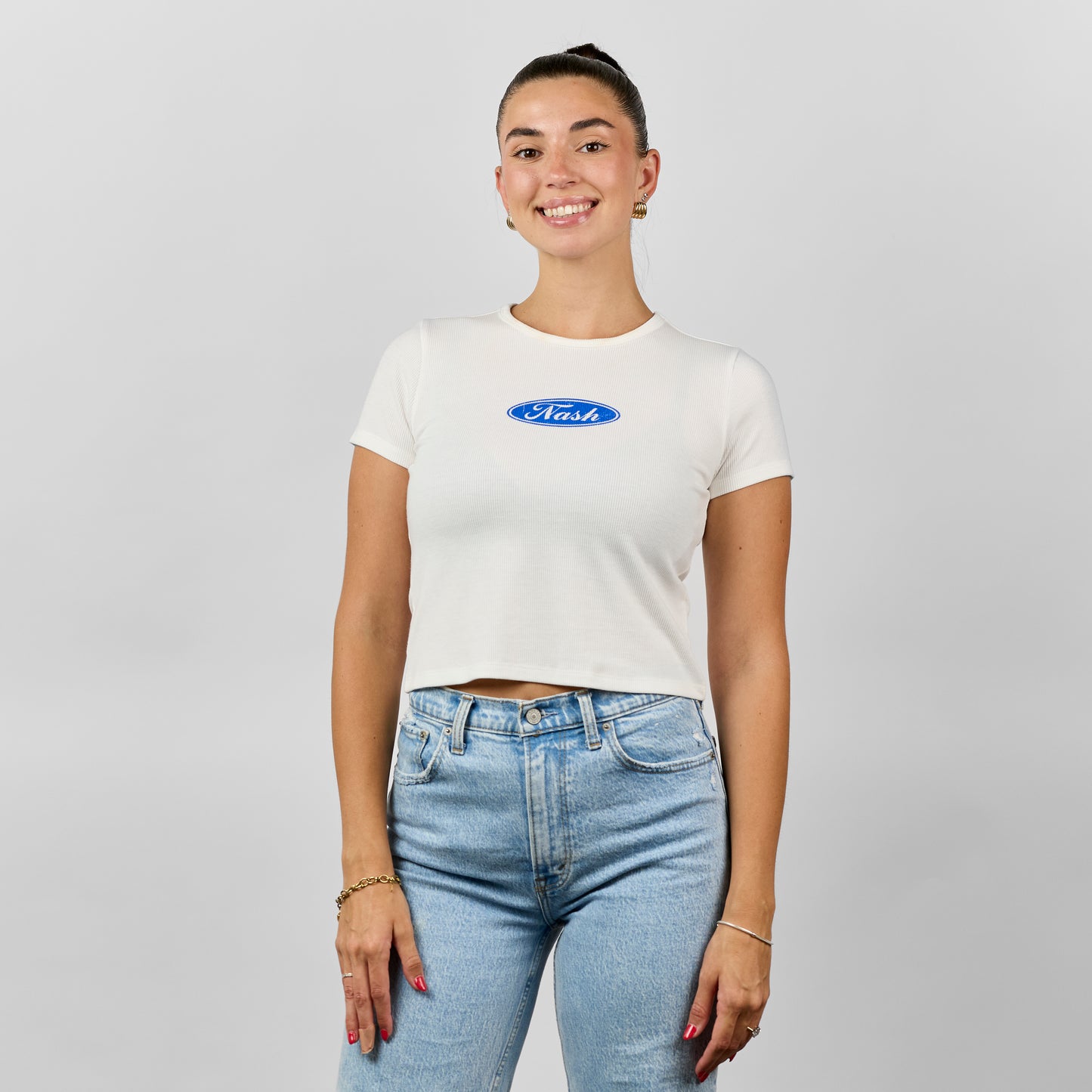 Ella Ribbed Cropped Tee [Off White]