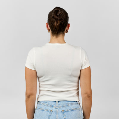 Ella Ribbed Cropped Tee [Off White]