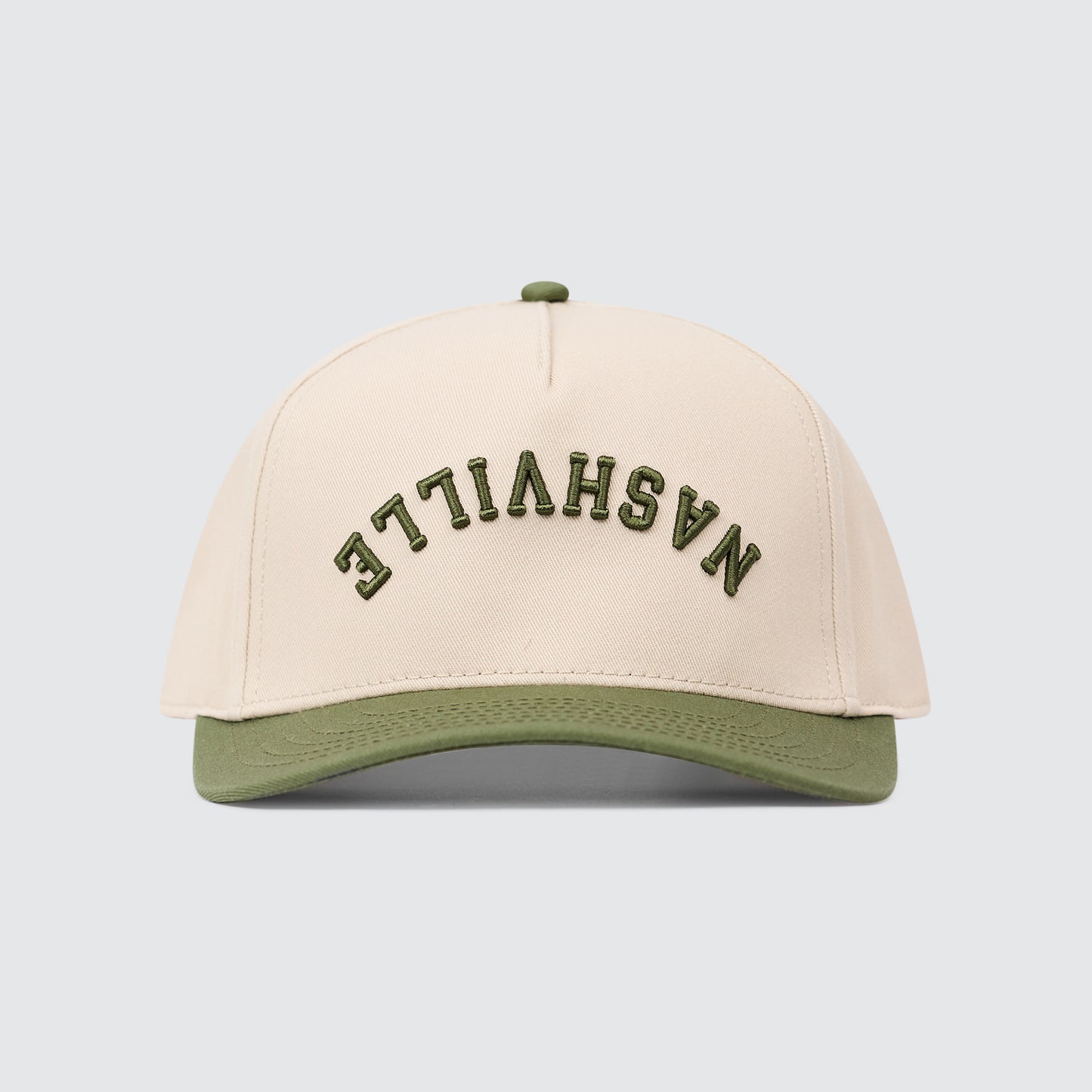 Upside Down Nashville Snapback [Olive/Cream]