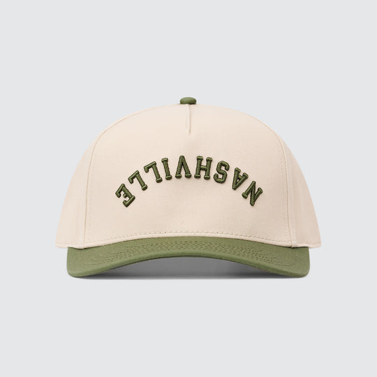 Upside Down Nashville Snapback [Olive/Cream]