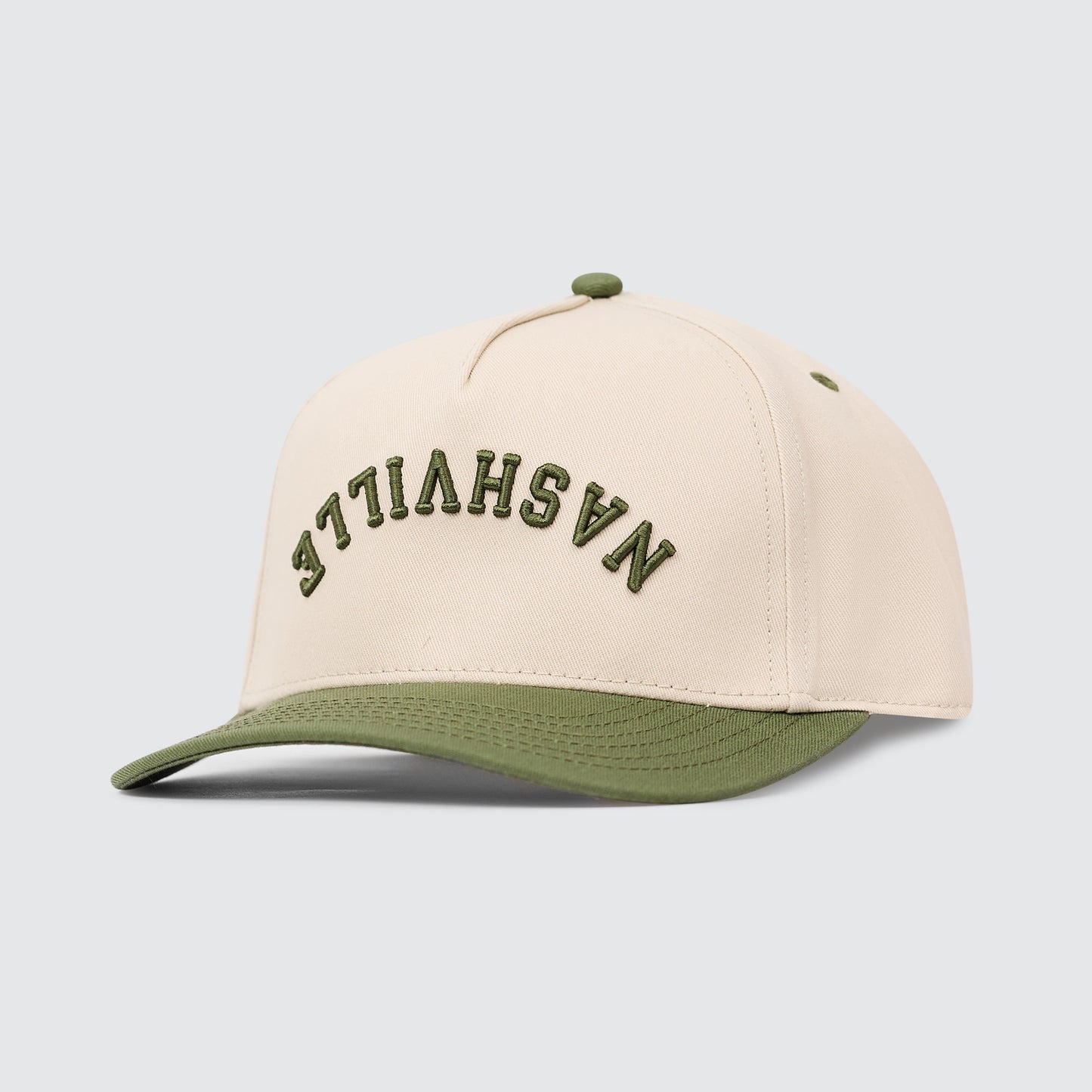 Upside Down Nashville Snapback [Olive/Cream]