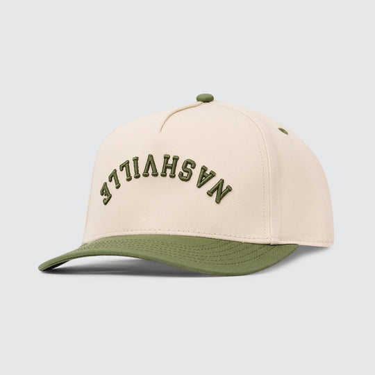 Upside Down Nashville Snapback [Olive/Cream]