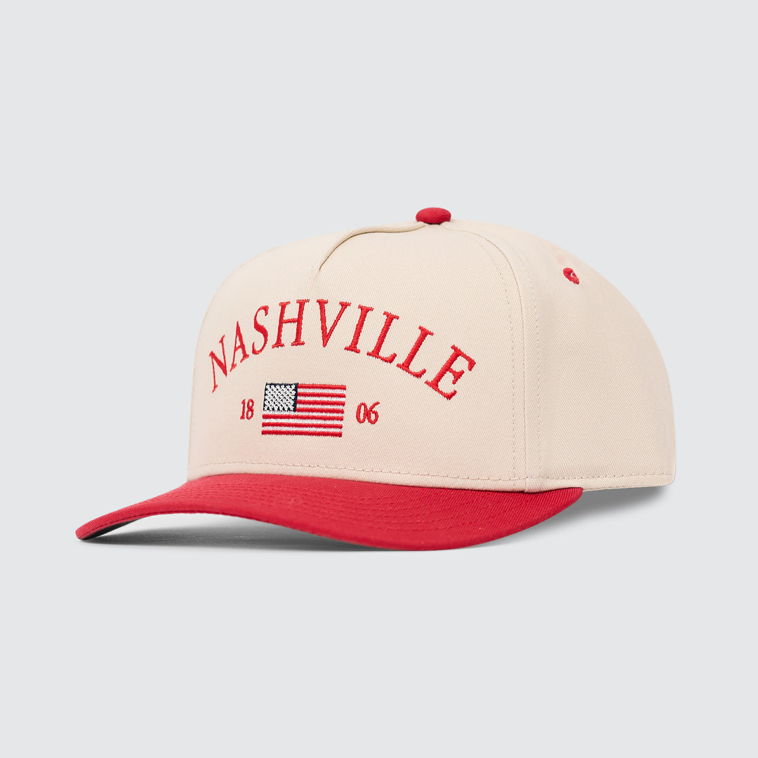 Nashville Flag Snapback [Cream/Red]