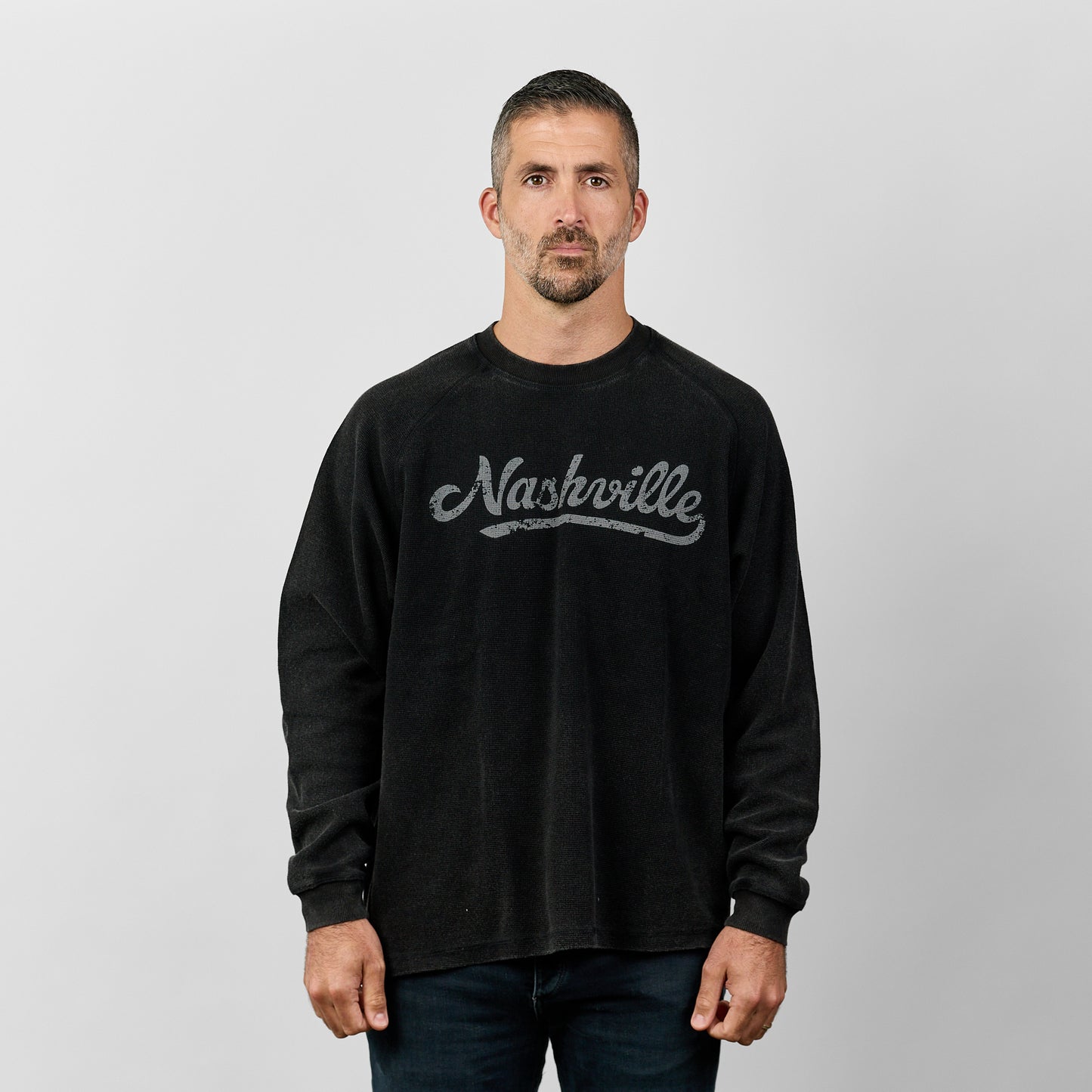 Nashville Waffle Raglan Long Sleeve [Black]