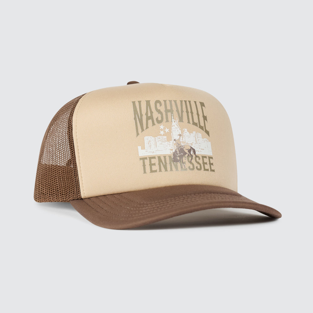 Nashville Buckin’ Skyline Trucker [Brown/Cream]