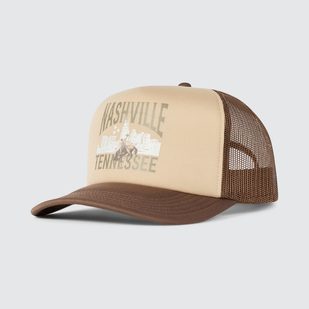 Nashville Buckin’ Skyline Trucker [Brown/Cream]