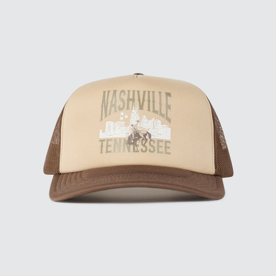 Nashville Buckin’ Skyline Trucker [Brown/Cream]