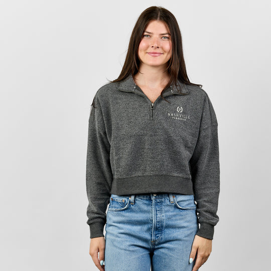 Snuggle Fleece Quarter Zip Crop [Charcoal]