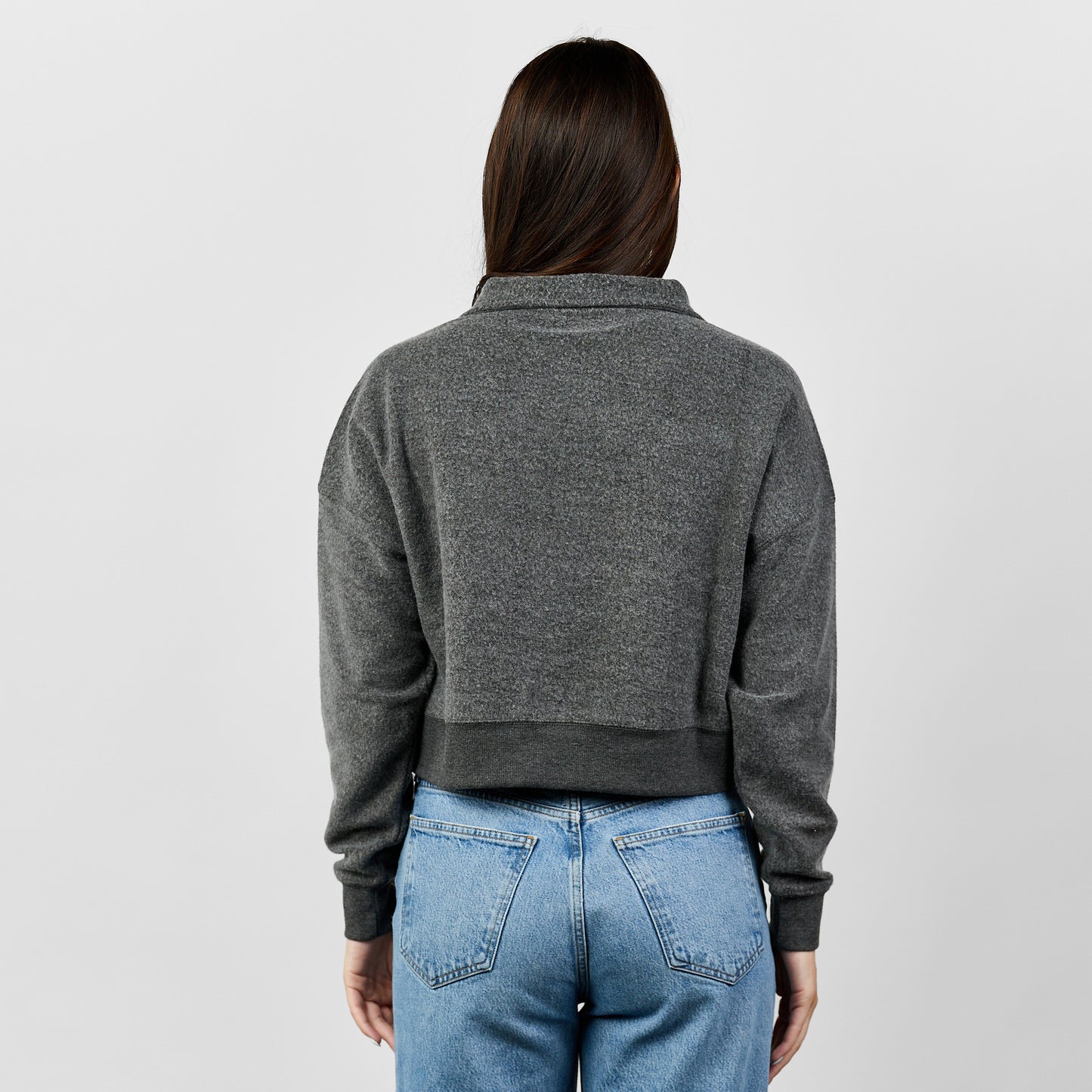 Snuggle Fleece Quarter Zip Crop [Charcoal]