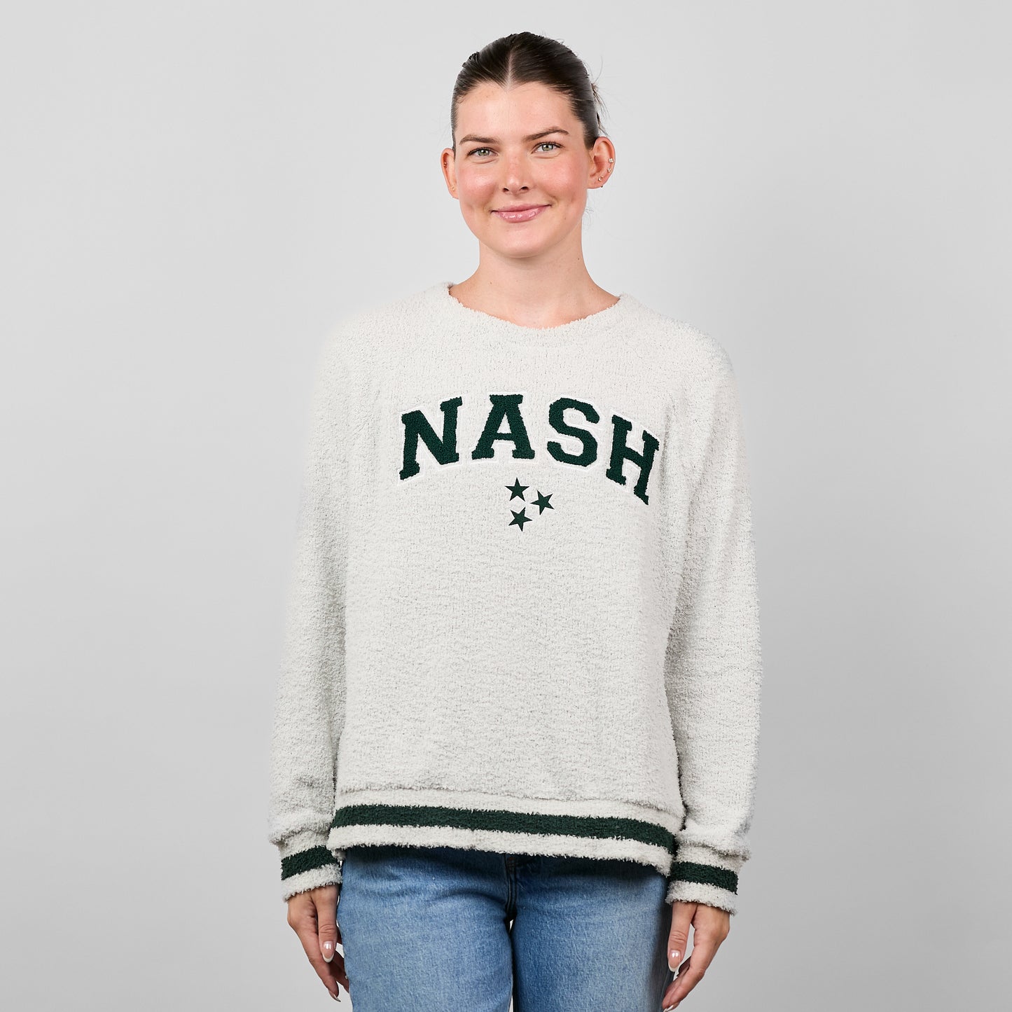 Cozy Chenille Varsity Crew [Gray/Green]