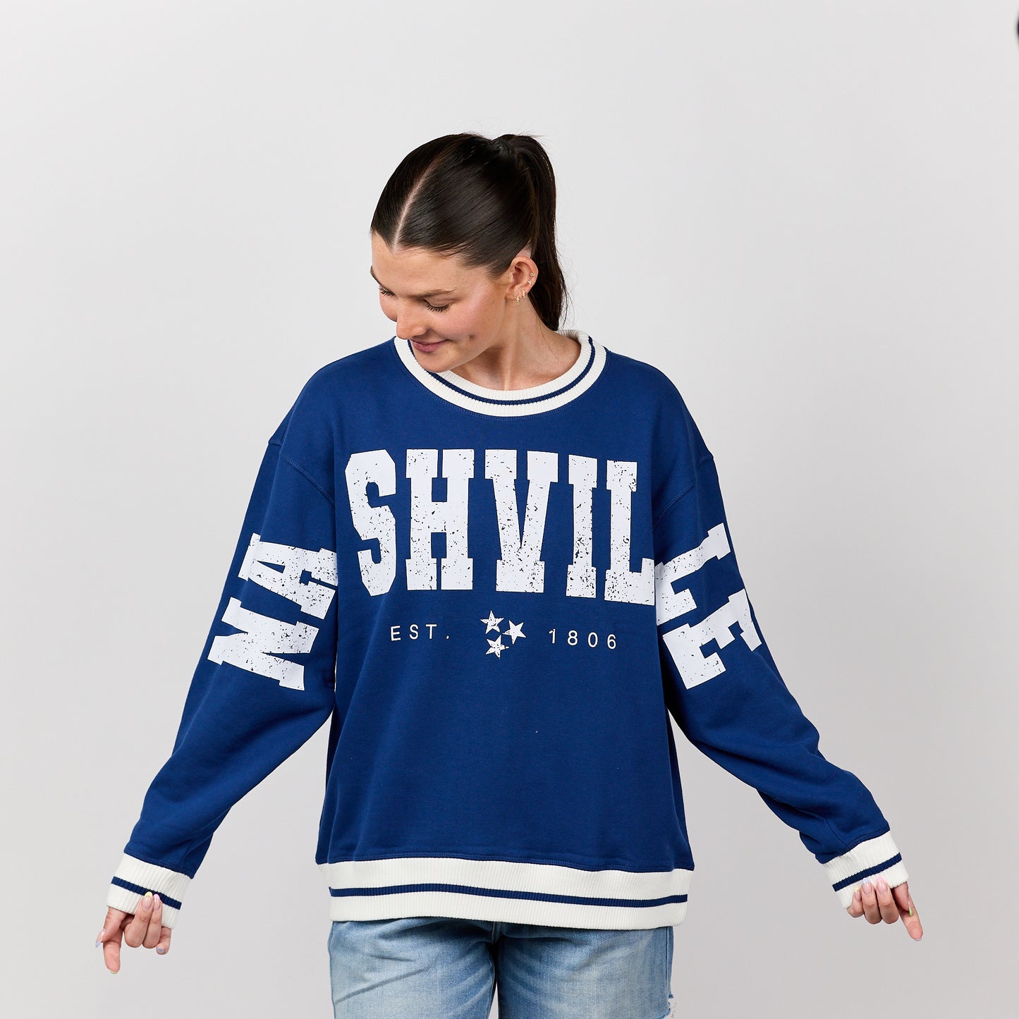 Nashville Varsity Crewneck [Navy/White]