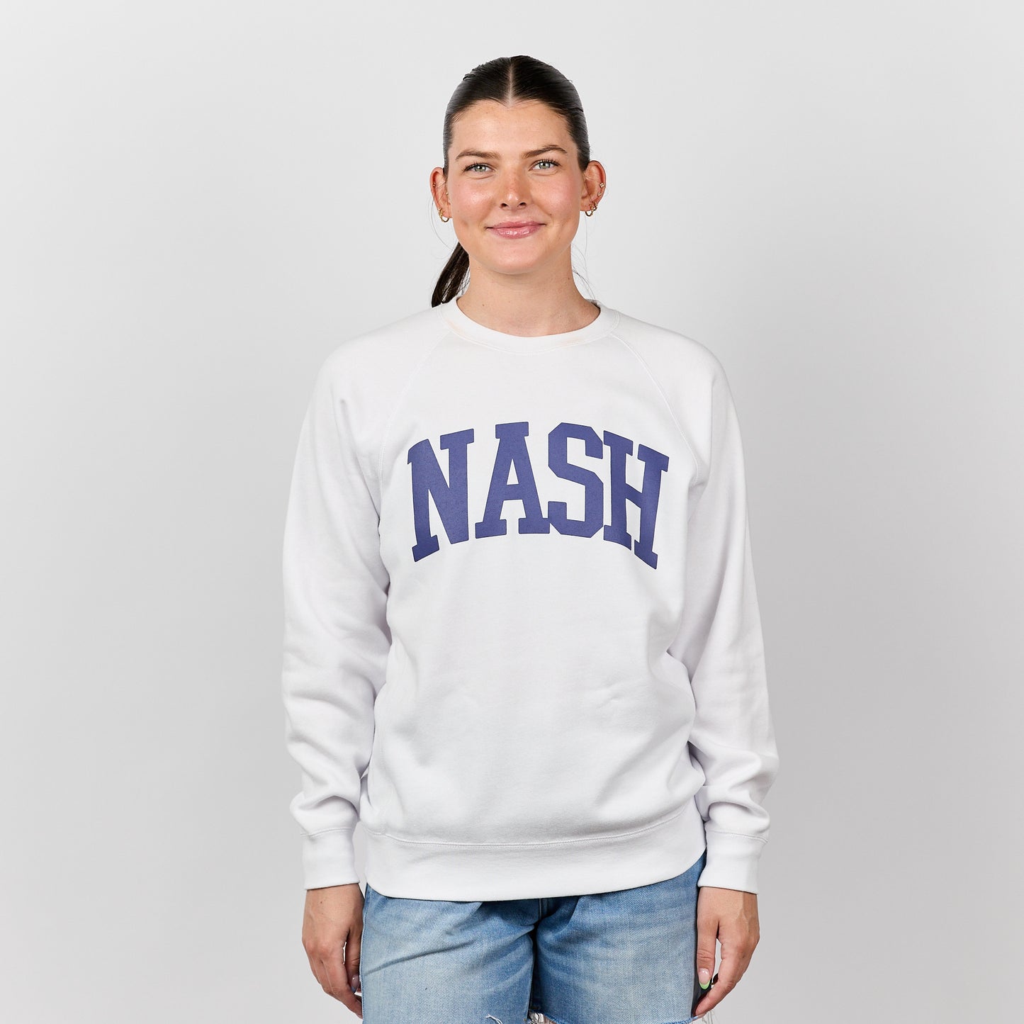 Lightweight Raglan Crewneck [Stone/Navy]