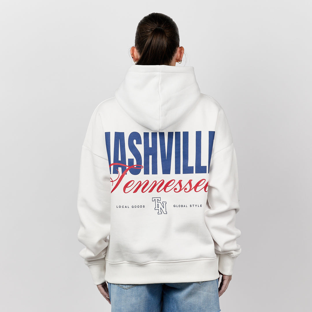 Varsity Script Hoodie [White/Navy]