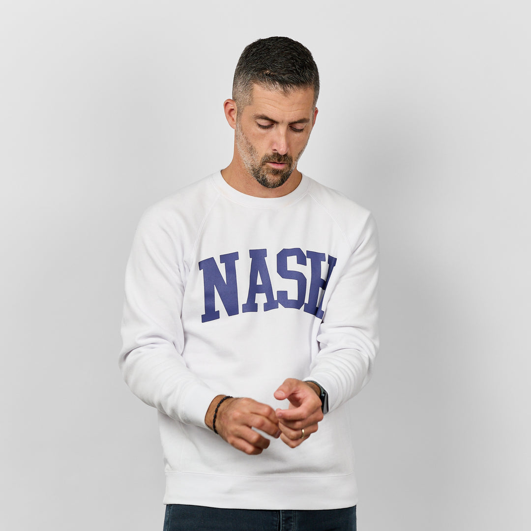Lightweight Raglan Crewneck [Stone/Navy]