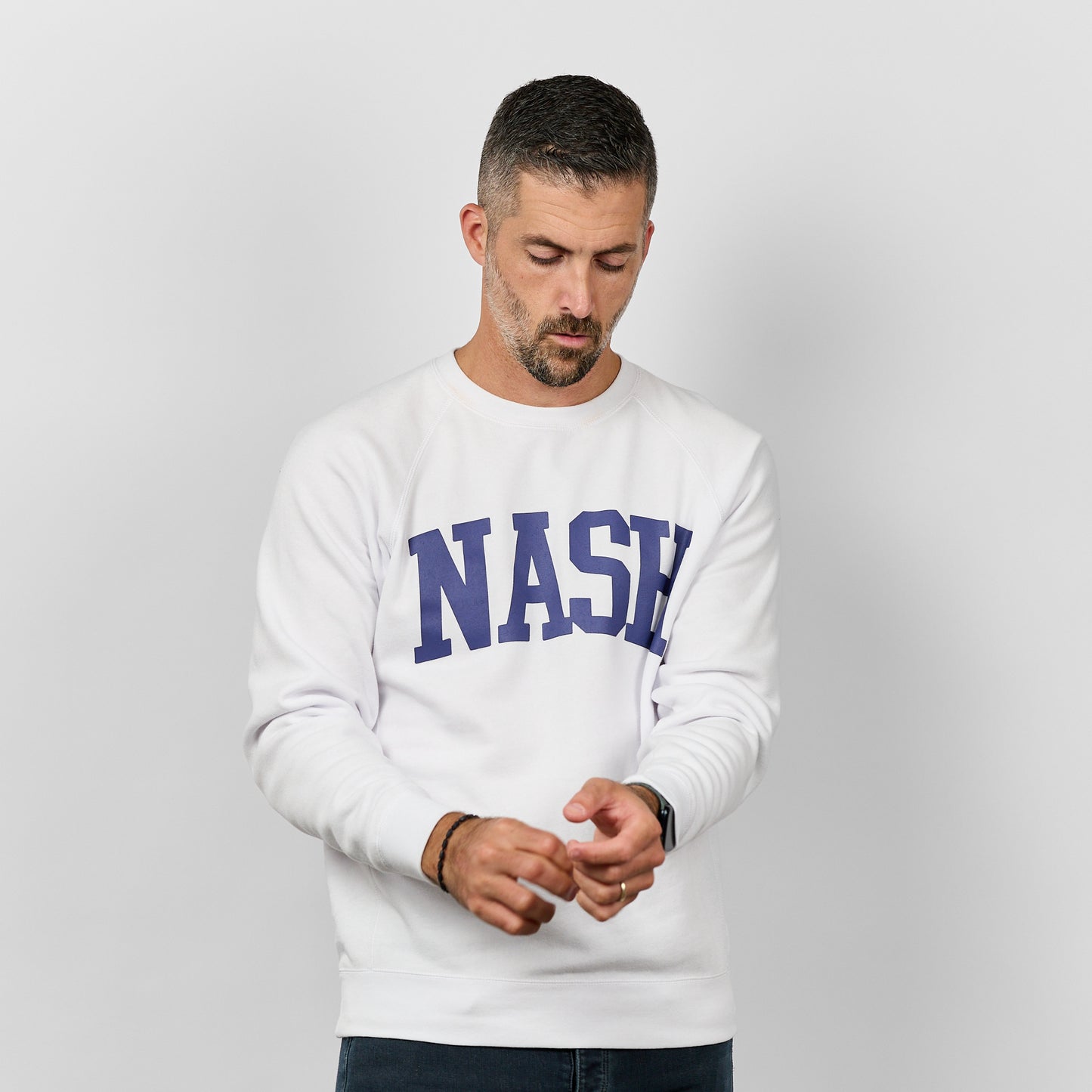 Lightweight Raglan Crewneck [Stone/Navy]