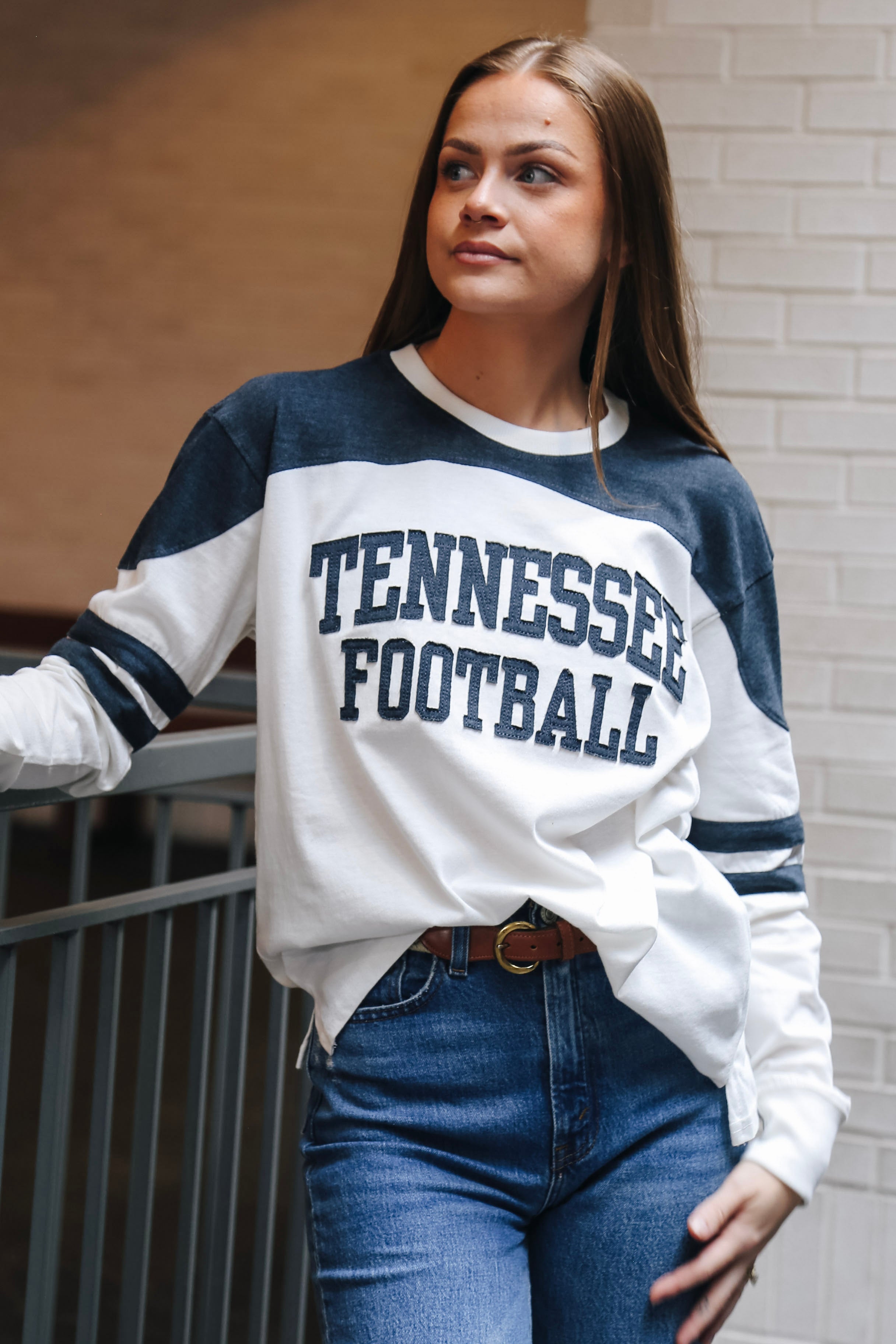 Tennessee Football Striped Long Sleeve [White/Navy]