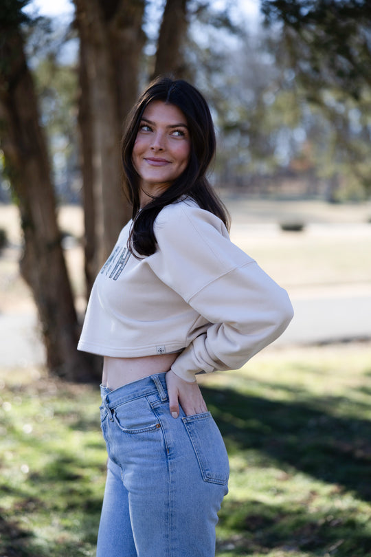 Remi Cropped Crewneck [Cream/Camo]