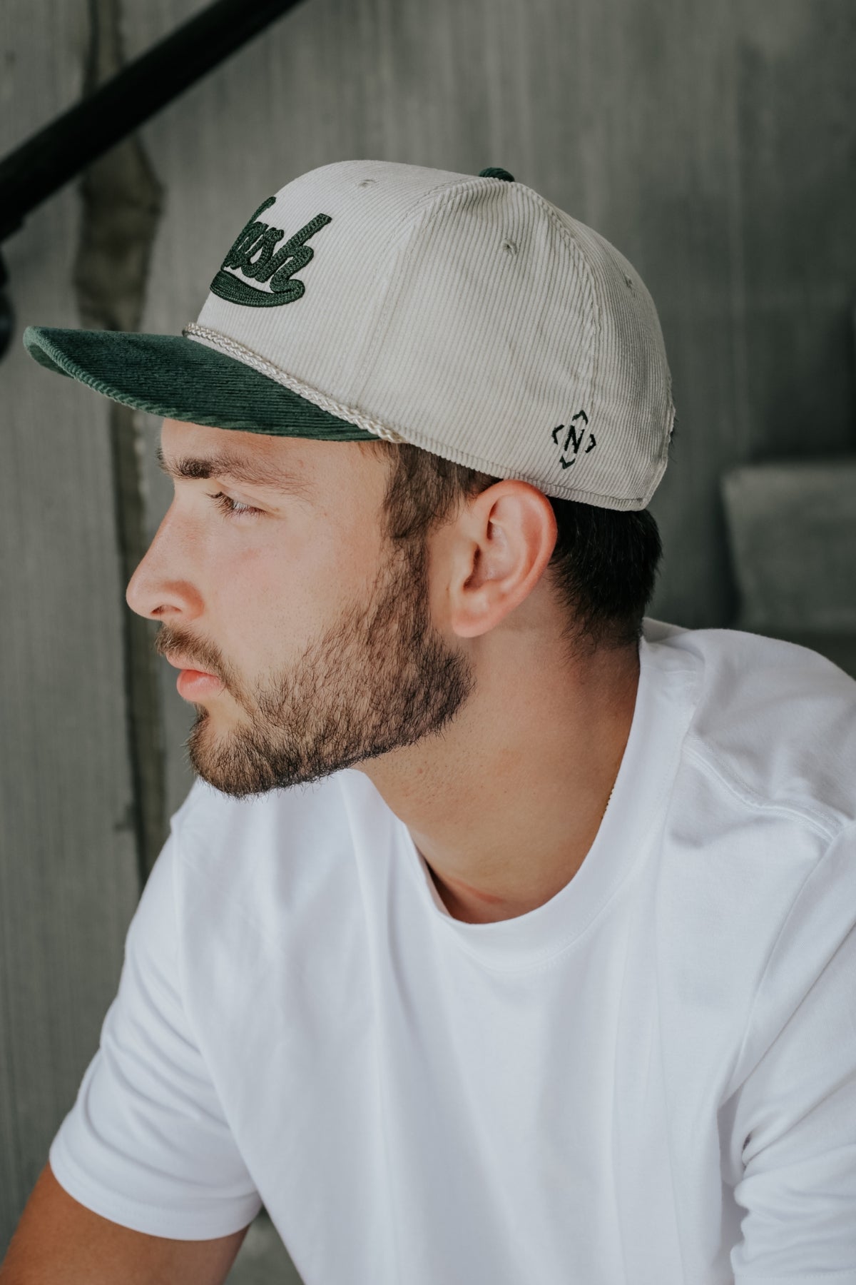 NASH Script Corduroy Cap [Beige/Green] – The Nash Collection
