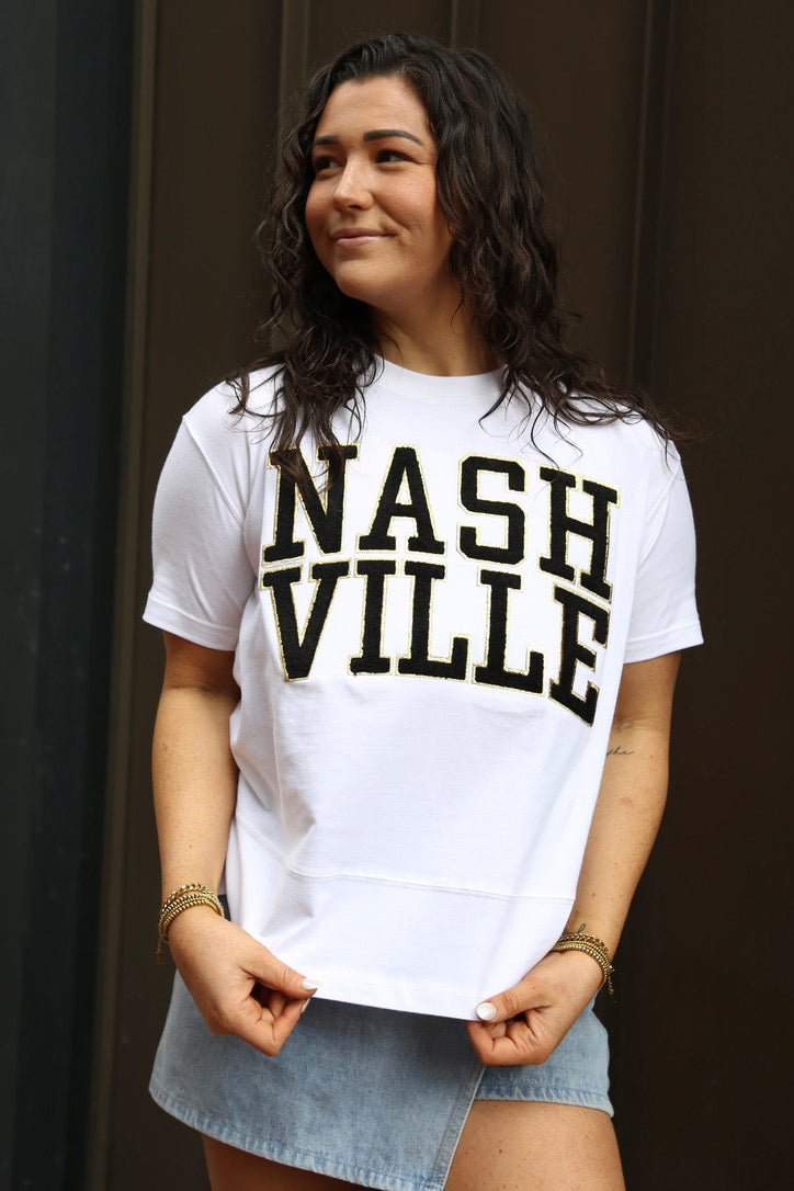 Ella Chenille Outline Tee [White/Black]